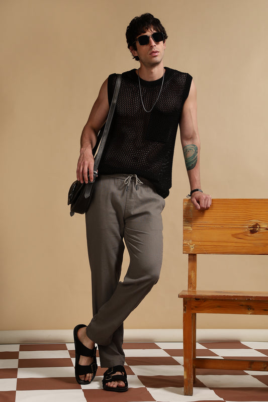 Loose Fit Drawcord Pants Grey