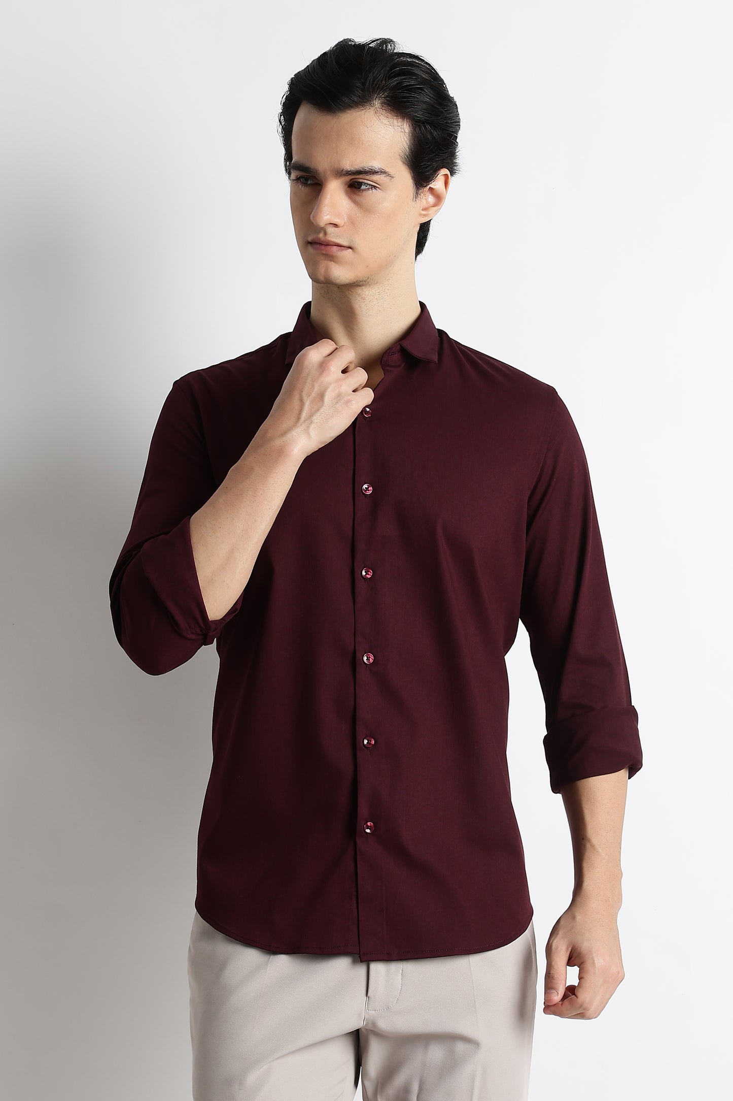 The Modern Essential Poly-Lycra Shirt Maroon