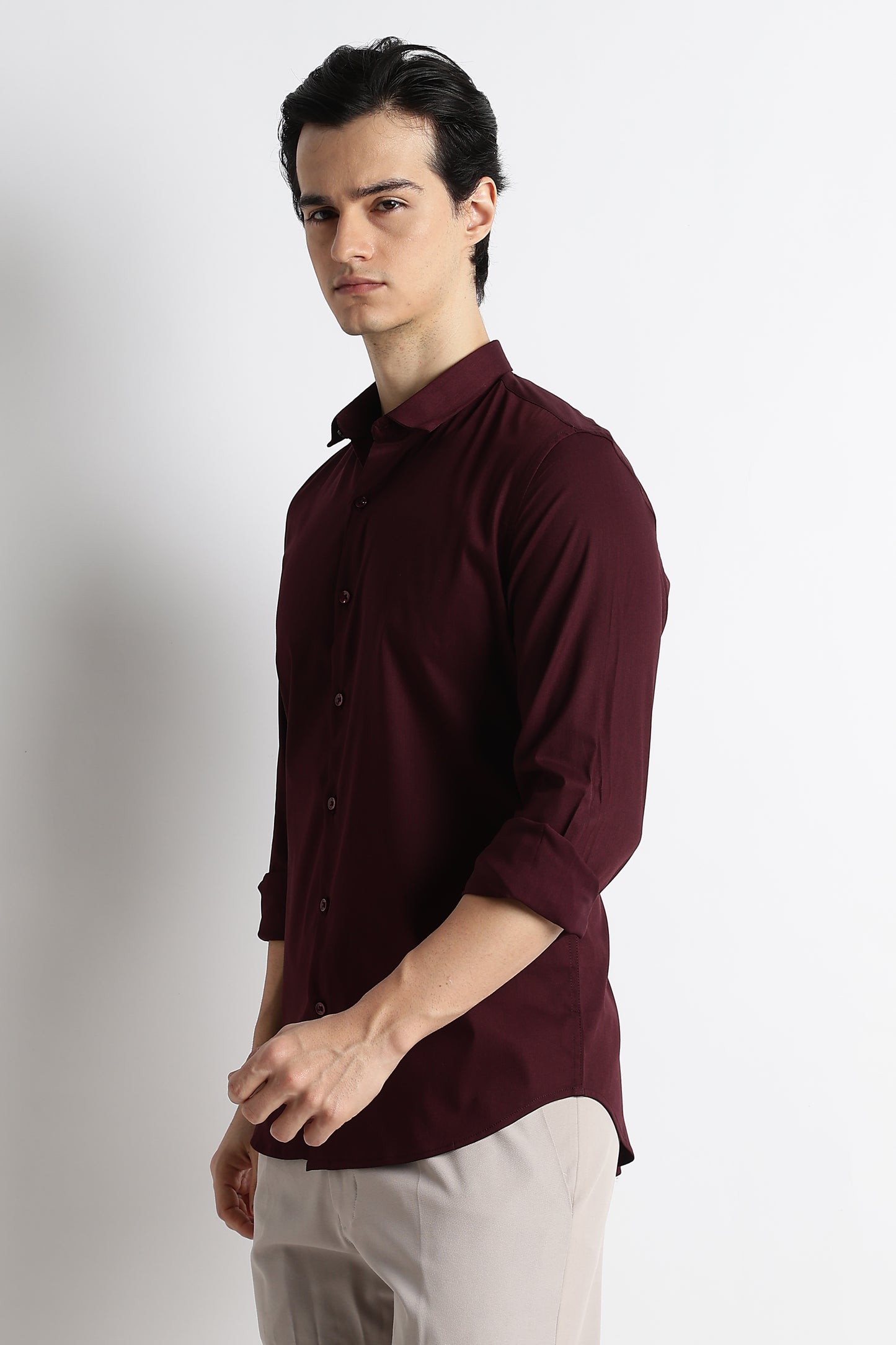 The Modern Essential Poly-Lycra Shirt Maroon