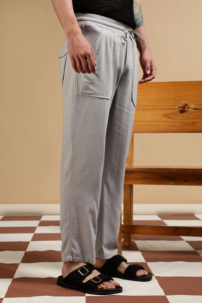 Loose Fit Drawcord Trousers Grey