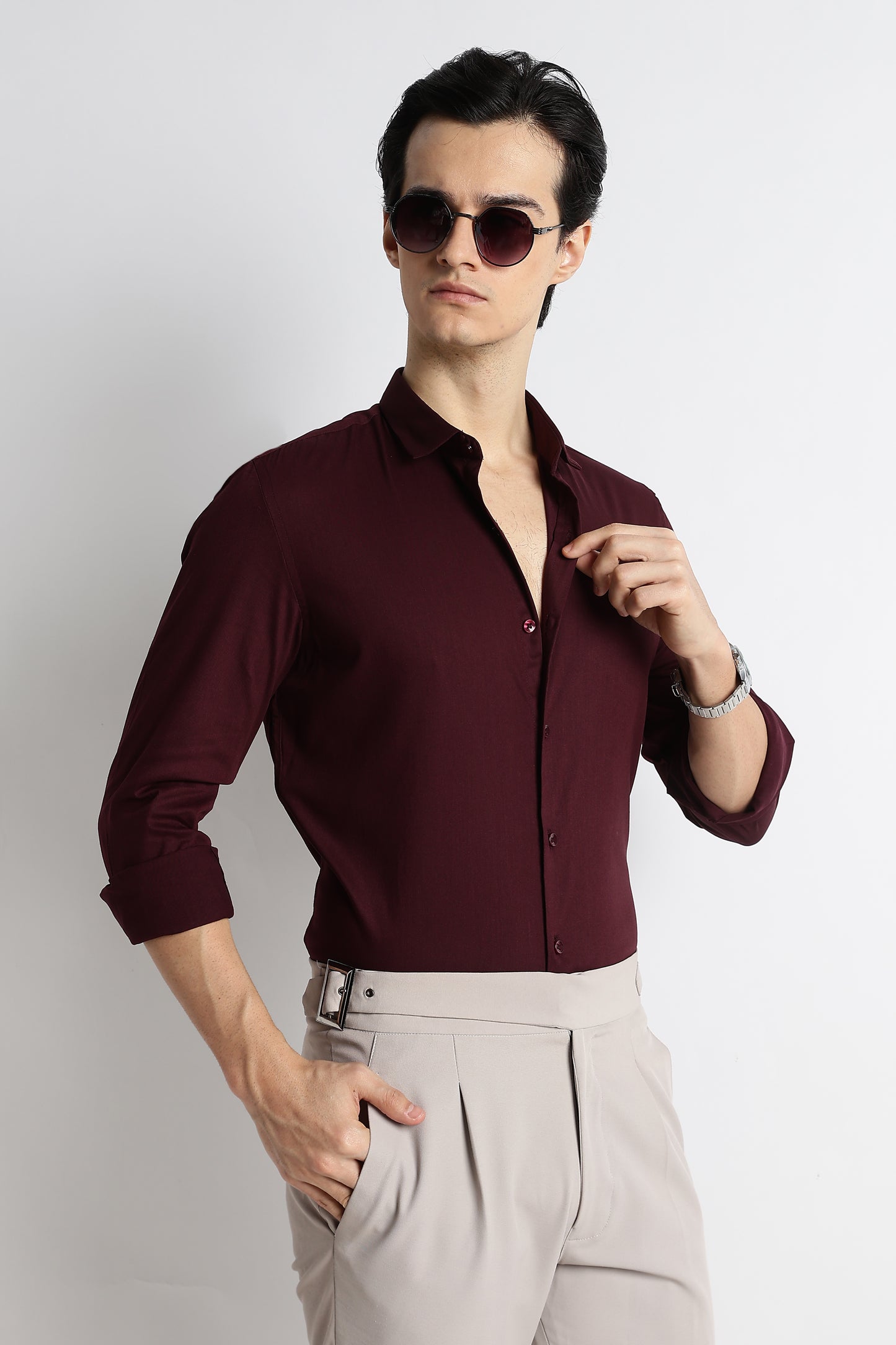 The Modern Essential Poly-Lycra Shirt Maroon