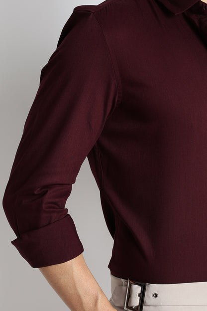 The Modern Essential Poly-Lycra Shirt Maroon