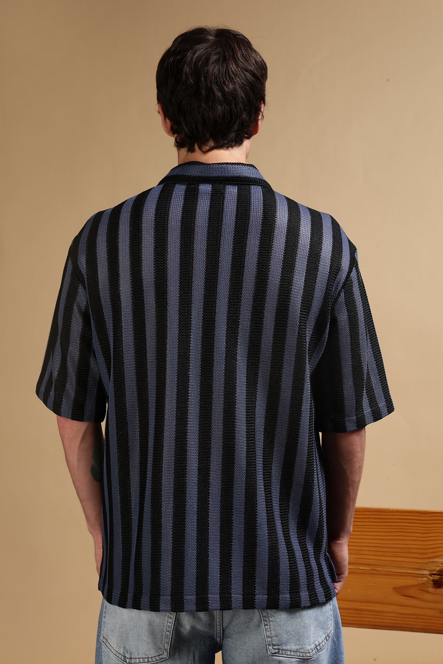 Polyester Croatia Relaxed Fit Striped Shirt Blue