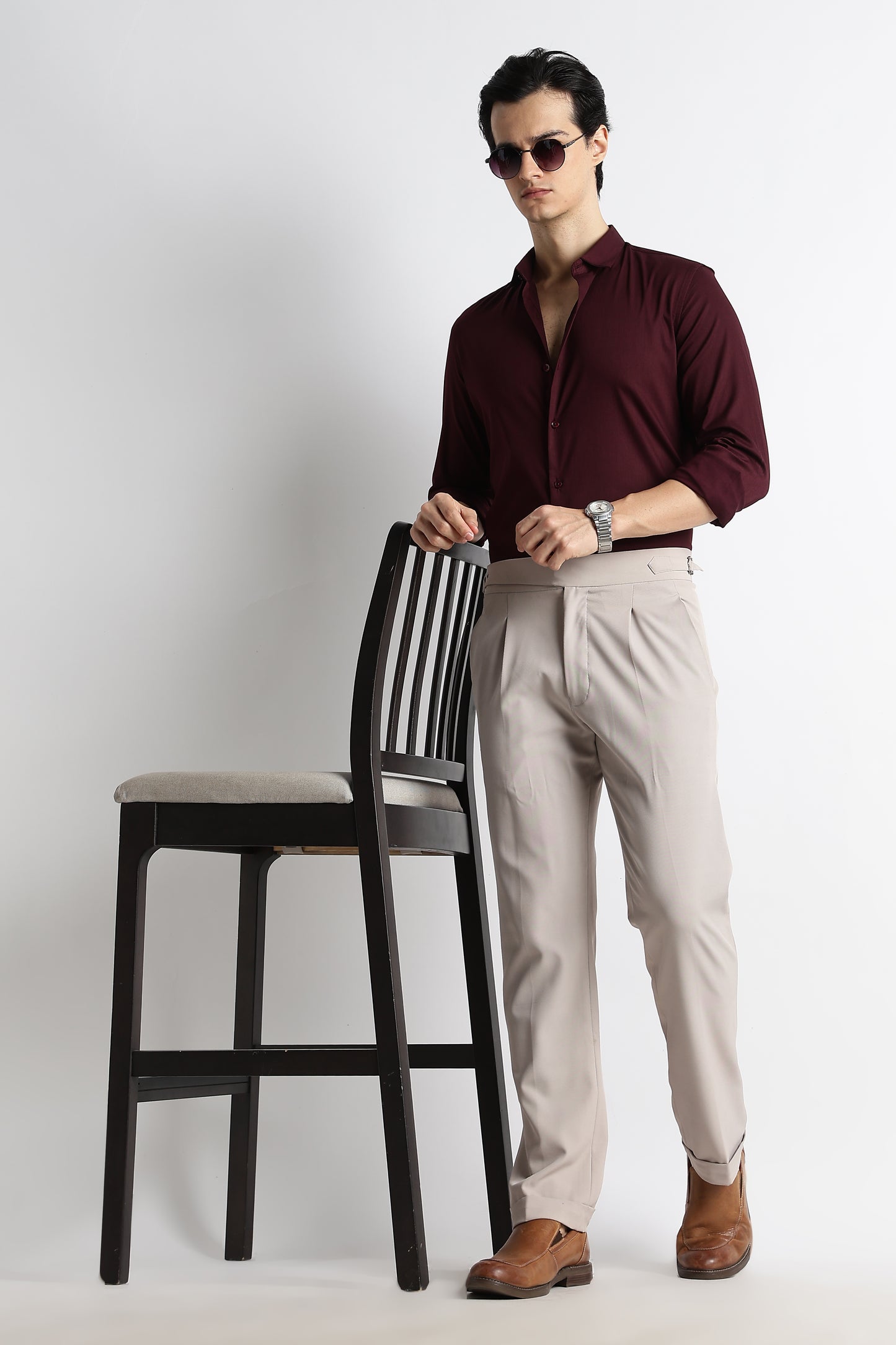 The Modern Essential Poly-Lycra Shirt Maroon
