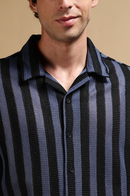 Relaxed Fit Striped Shirt Blue