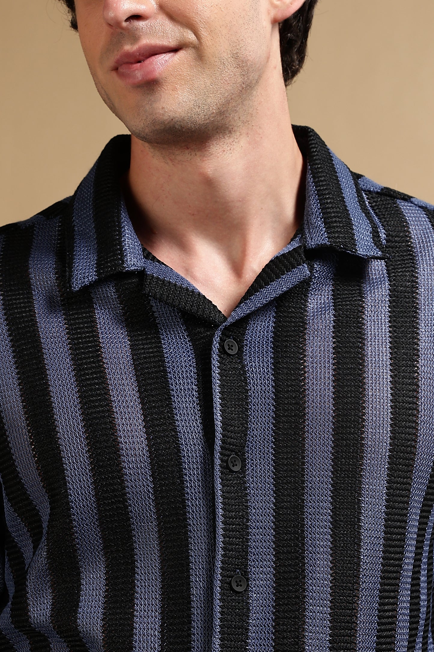 Polyester Croatia Relaxed Fit Striped Shirt Blue