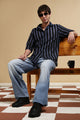 Polyester Croatia Relaxed Fit Striped Shirt Blue