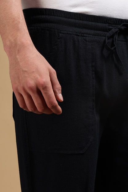 Loose Fit Drawcord Trousers Navy