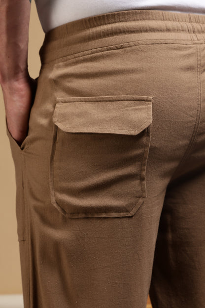 Loose Fit Drawcord Trousers Khaki