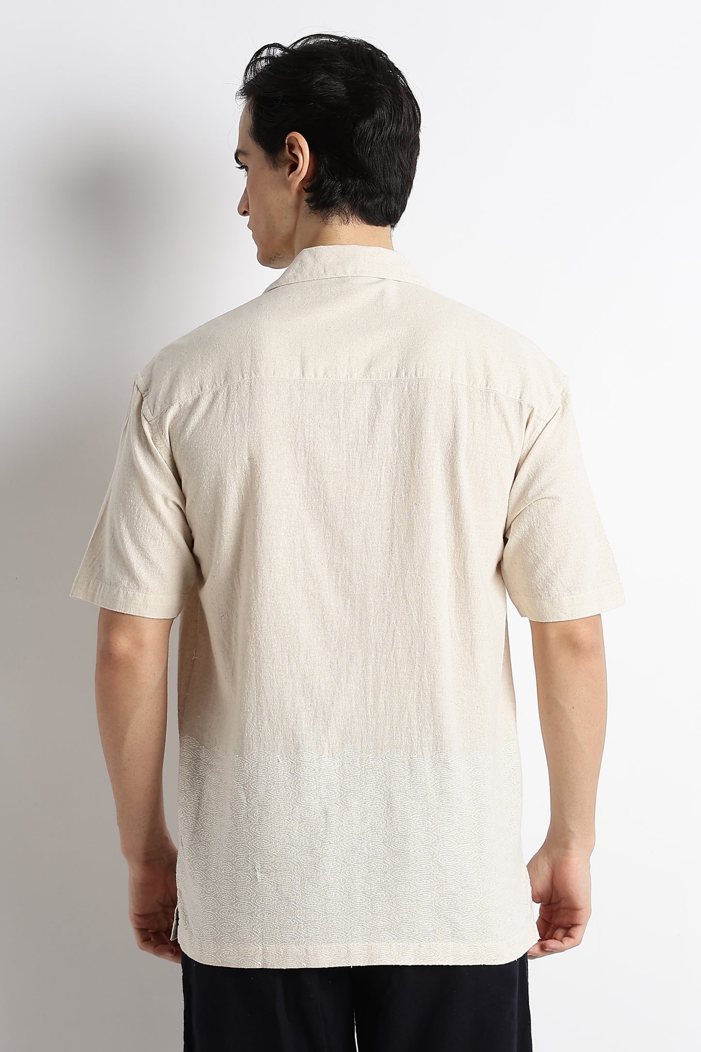 Casual Cotton Cuban Collar Shirt Cream