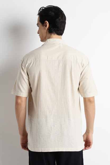 Casual Cuban Collar Shirt Cream