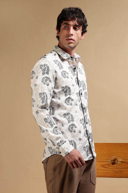 Slim Fit Self-Designed Shirt White
