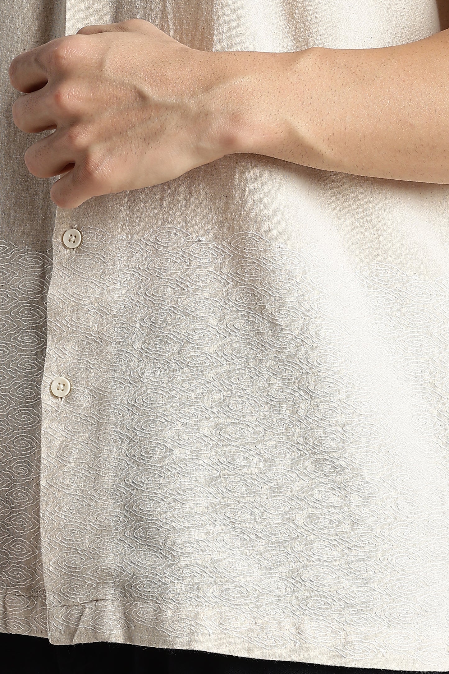 Casual Cotton Cuban Collar Shirt Cream