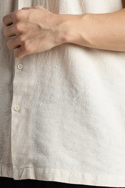 Casual Cuban Collar Shirt Cream
