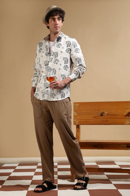 Slim Fit Self-Designed Shirt White