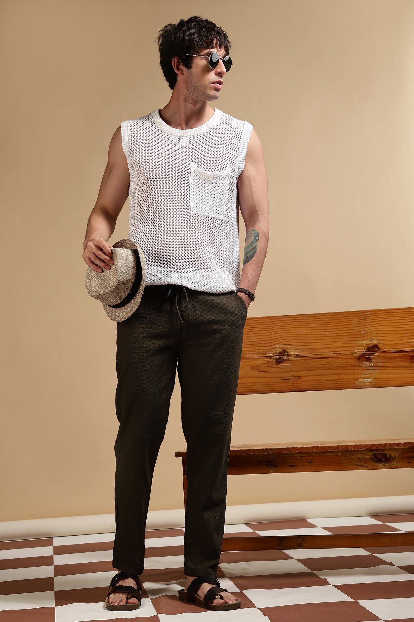 Cotton Loose Fit Drawcord Pants Dk Grey