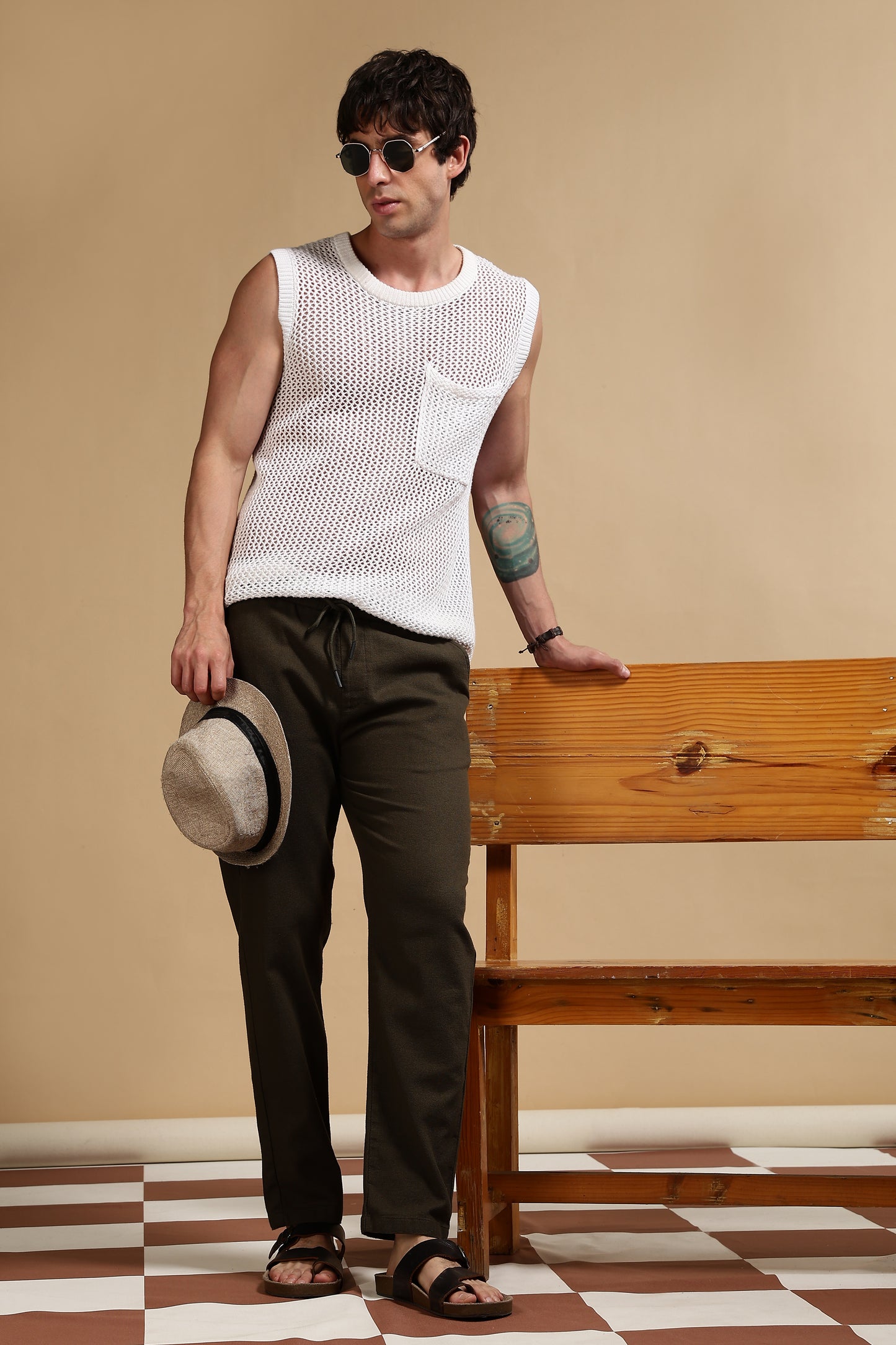 Cotton Loose Fit Drawcord Pants Dk Grey