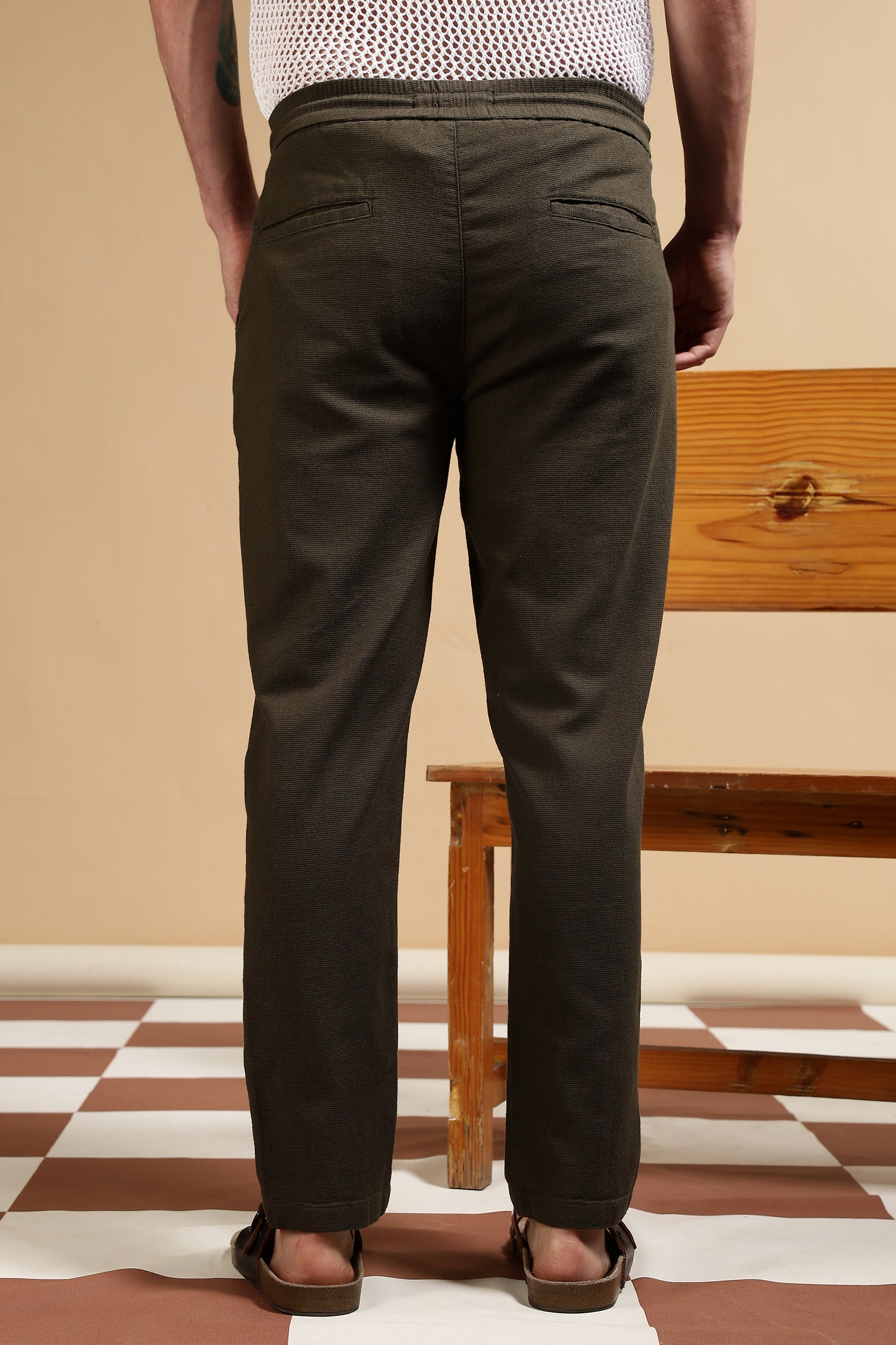 Cotton Loose Fit Drawcord Pants Dk Grey