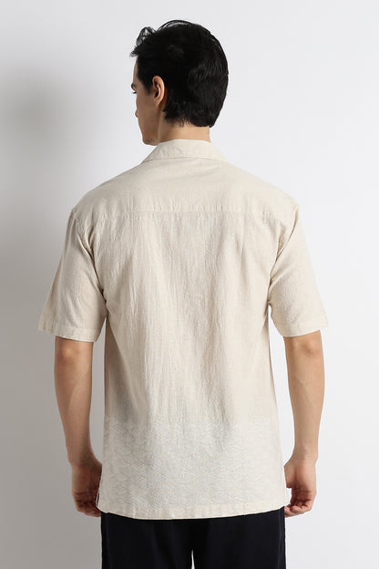 Casual Cuban Collar Shirt Cream
