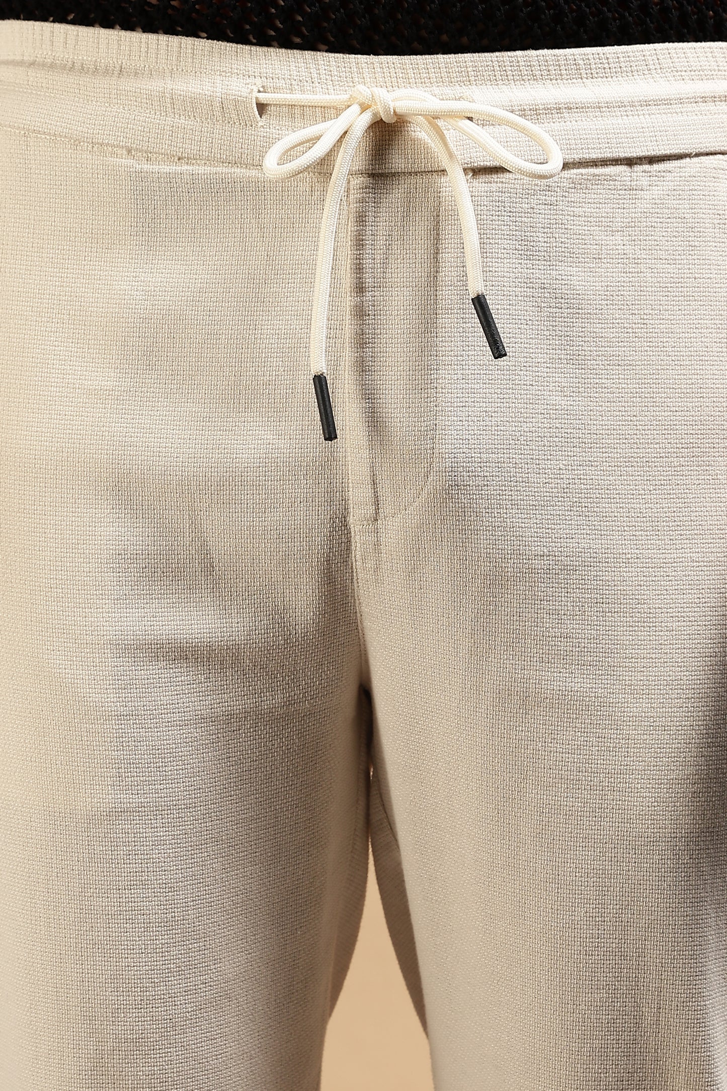 Cotton Loose Fit Drawcord Pants Cream