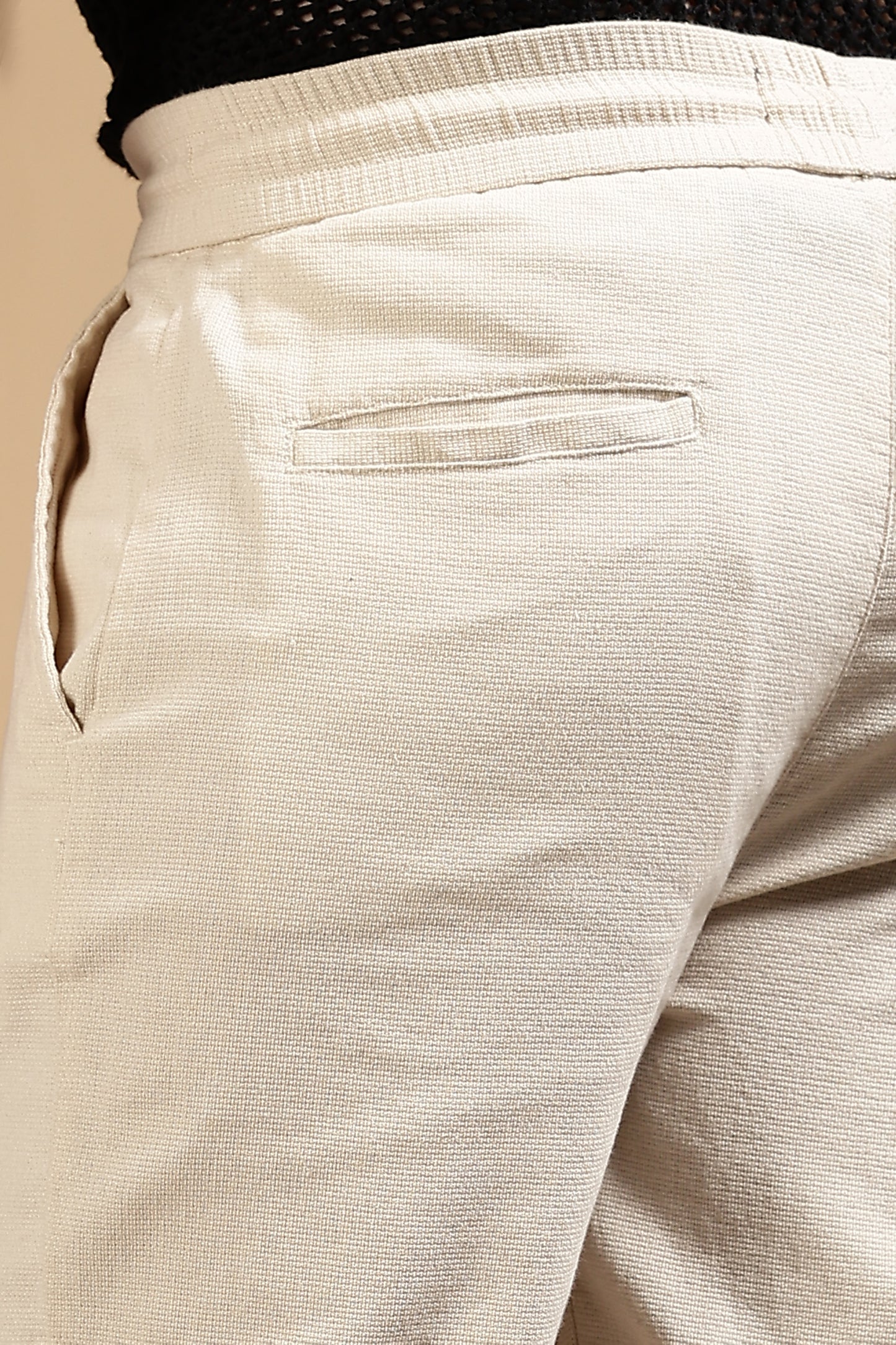 Cotton Loose Fit Drawcord Pants Cream