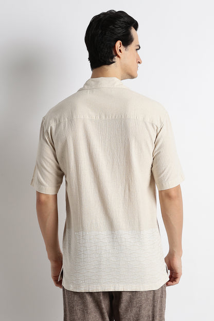Casual Cuban Collar Shirt Cream