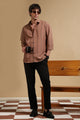 Nylon Slim Fit Striped Shirt Brown
