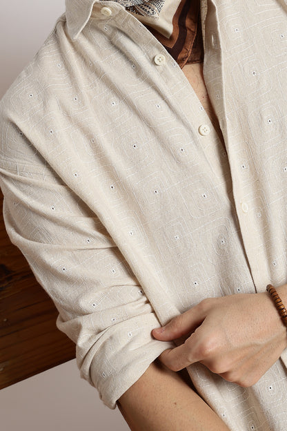 Natural Embroidered Shirt Cream
