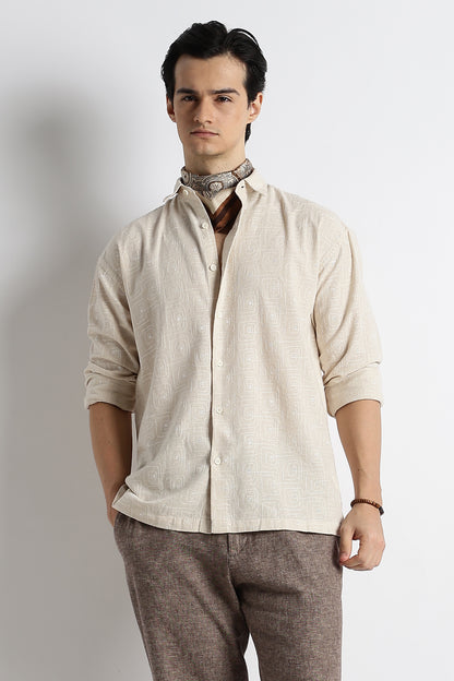 Natural Embroidered Shirt Cream