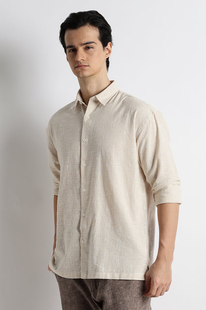Natural Embroidered Shirt Cream