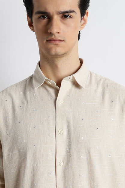 Natural Embroidered Shirt Cream