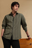 Nylon Slim Fit Striped Shirt Green