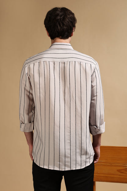 Nylon Slim Fit Striped Shirt Grey