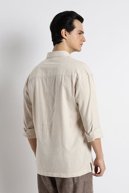 Natural Embroidered Shirt Cream