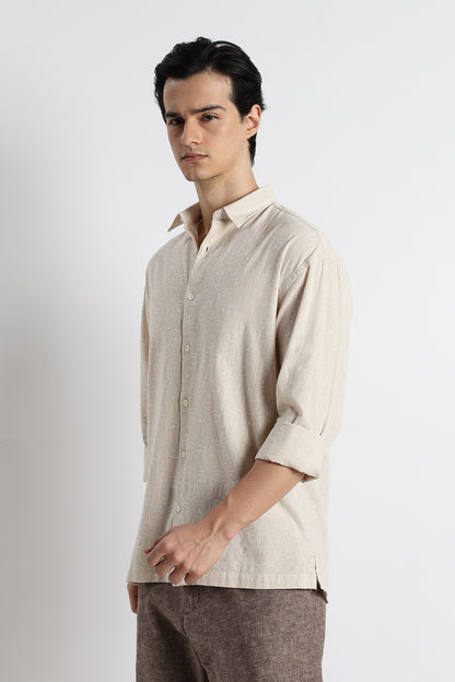 Natural Embroidered Shirt Cream