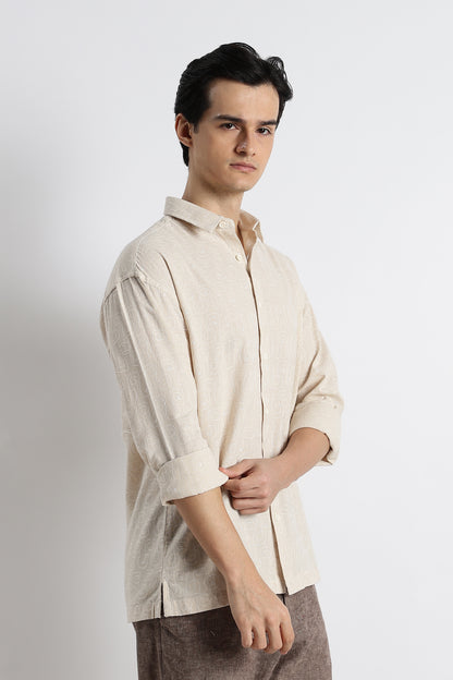 Natural Embroidered Shirt Cream