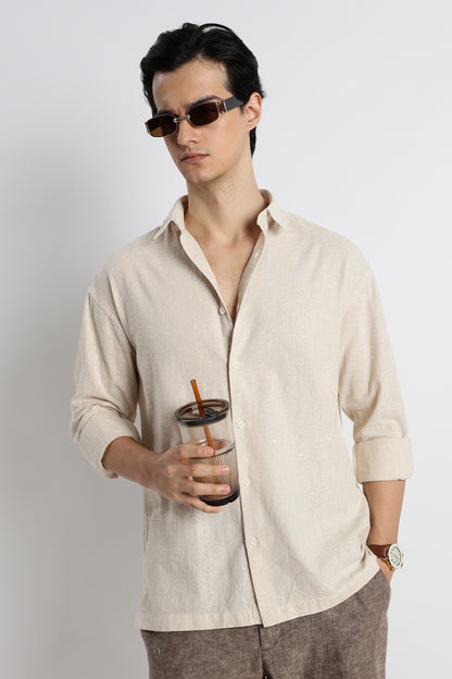 Natural Embroidered Shirt Cream