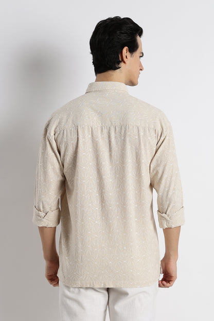 Natural Embroidered Shirt Cream