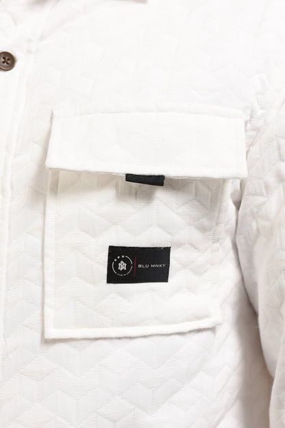 Oversized  Casual Shacket Shirt White