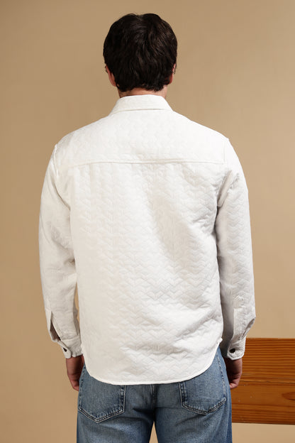 Oversized  Casual Shacket Shirt White