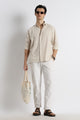 Natural Embroidered Cotton Shirt Cream