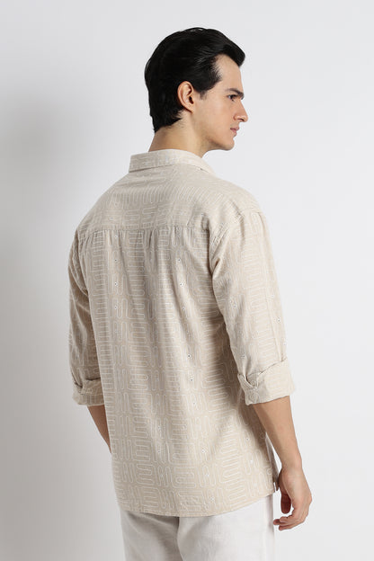 Natural Embroidered Shirt Cream