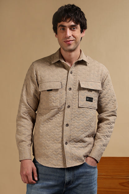 Oversized  Casual Shacket Shirt Khaki