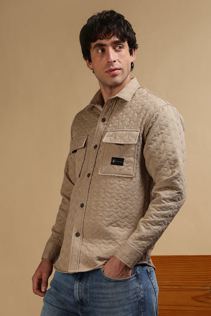 Oversized  Casual Shacket Shirt Khaki