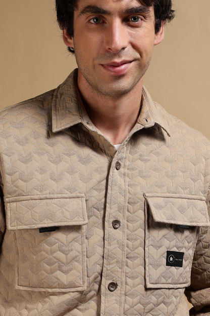 Oversized  Casual Shacket Shirt Khaki