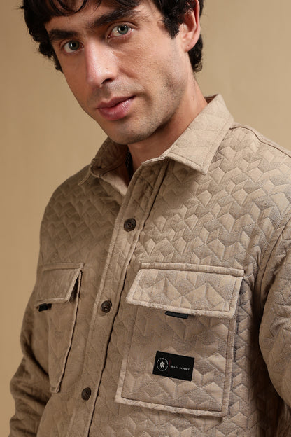 Oversized  Casual Shacket Shirt Khaki