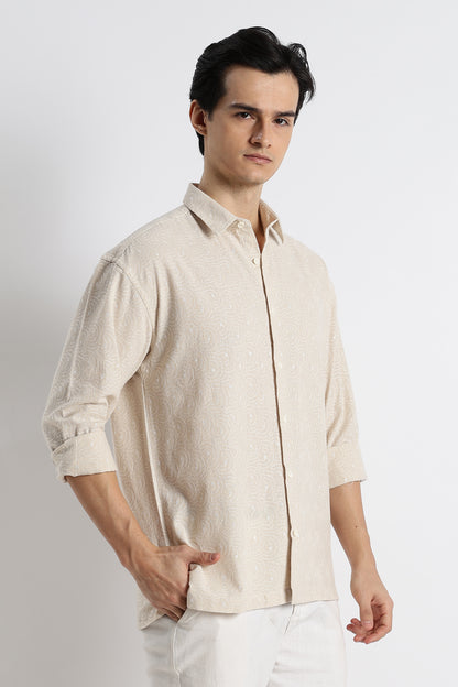 Natural Embroidered Shirt Cream