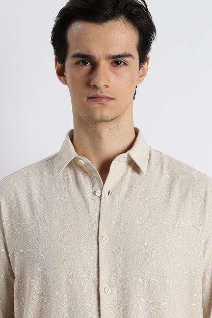 Natural Embroidered Shirt Cream