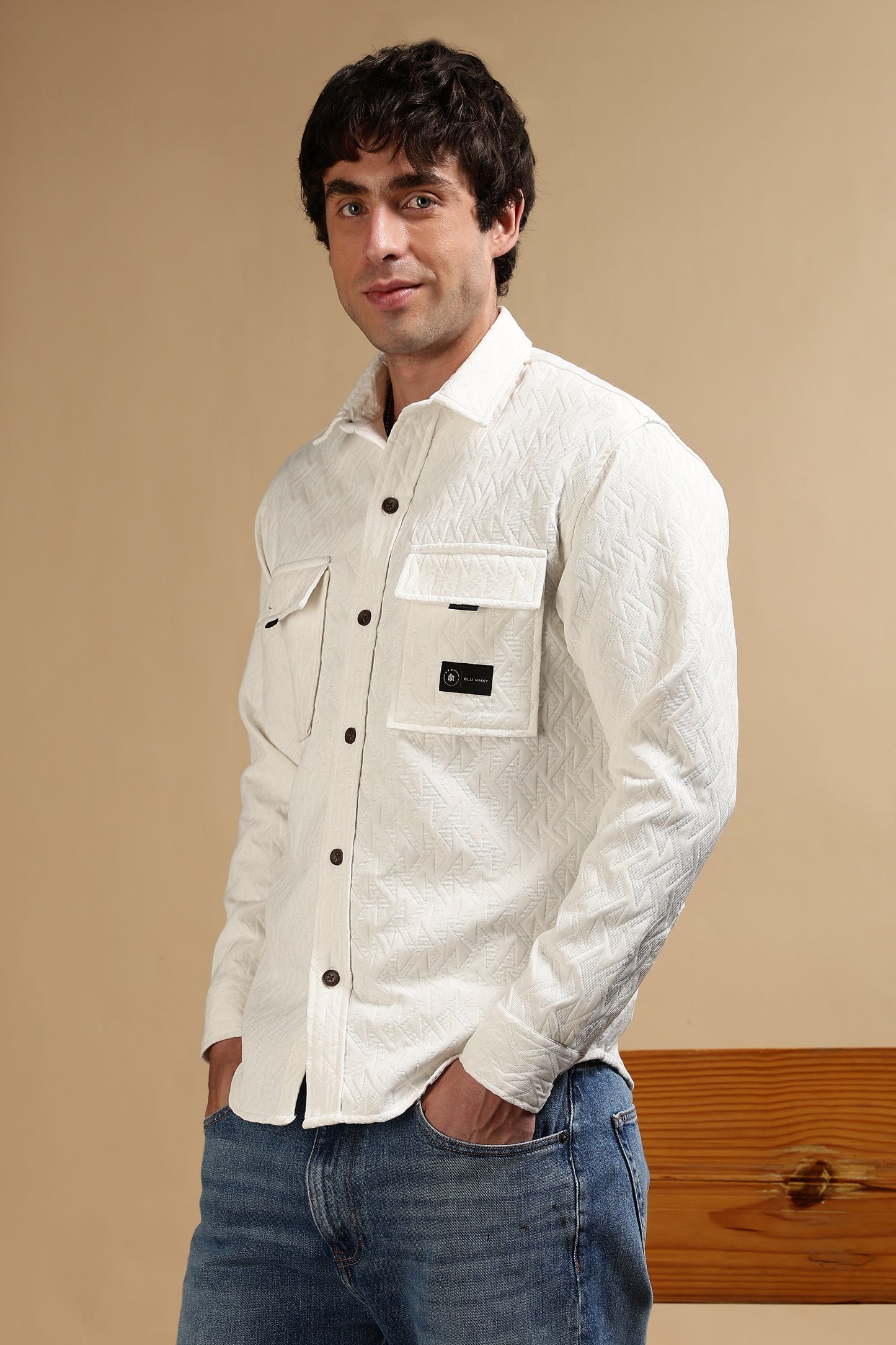 Poly Cotton Over sized Shacket Shirt White