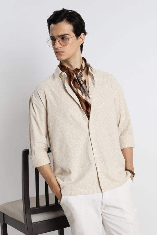 Natural Embroidered Shirt Cream
